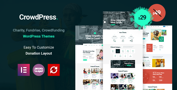 CrowdPress - Crowdfunding Responsive WordPress Theme TFx