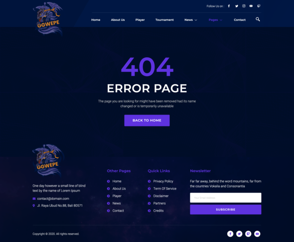 GGWEPE  Esports amp Gaming Elementor Template Kit TFx