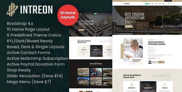 Intreon - Interior amp Architecture HTML Template TFx