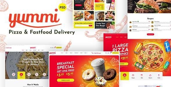 Yummy - Fast Food Delivery Restaurant PSD Template TFx