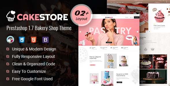 Cakestore - Responsive Prestashop 17 Bakery Theme TFx