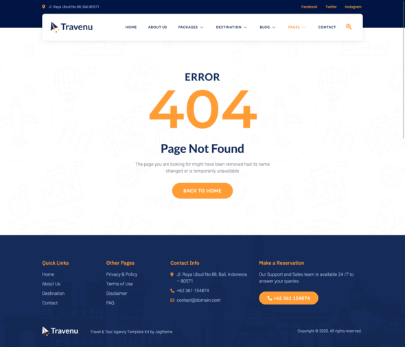 Travenu  Travel amp Tour Agency Elementor Template Kit TFx