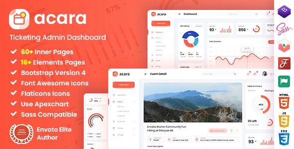 Acara - Ticketing Admin Dashboard Bootstrap HTML Template TFx
