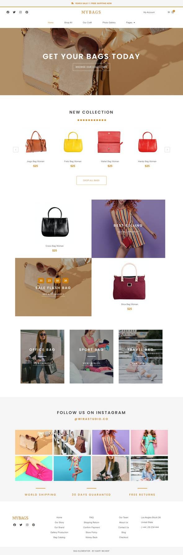 Mybags - Modern Commerce Elementor Template Kit TFx