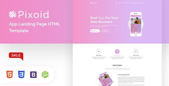 Pixoid - App Landing Page HTML Template TFx