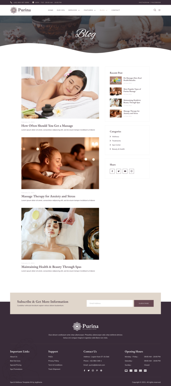 Purina - Spa amp Wellness Elementor Template Kit TFx