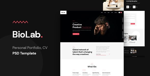 BioLab - Personal Portfolio CV PSD Template TFx