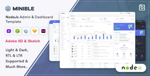 Minible - Nodejs Admin amp Dashboard Template TFx