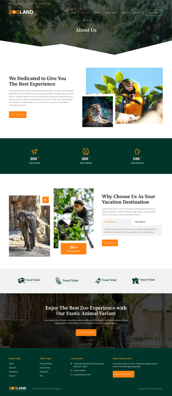 Zooland  Safari amp Zoo Elementor Template Kit TFx