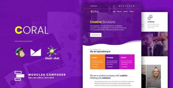Coral - Responsive Email for Agencies Startups amp Creative Teams with Online Builder TFx