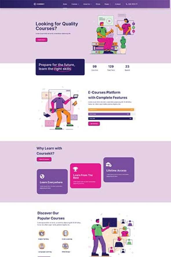 CourseKit - Online e-Learning Elementor Template Kit TFx