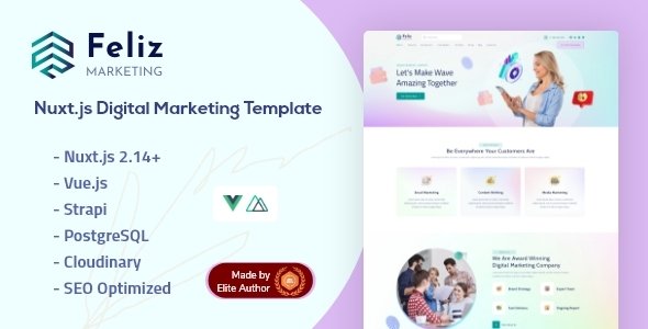 Feliz - Nuxtjs Strapi Digital Marketing Template TFx