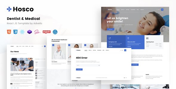 Hosco - Dentist amp Medical React JS Template TFx