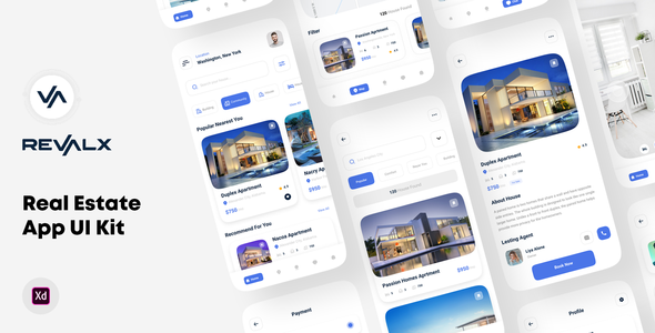 Revalx - Real estate app UI kit For Adobe XD TFx