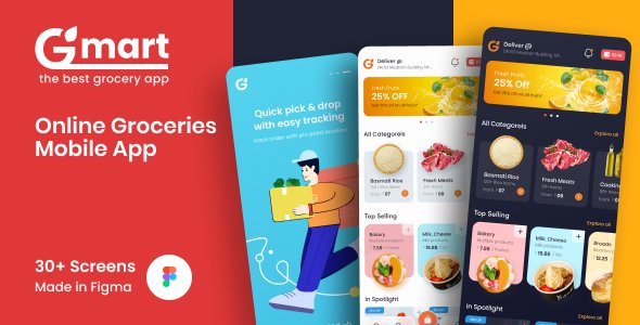Gmart  Groceries Mobile UI Screens Figma Template TFx
