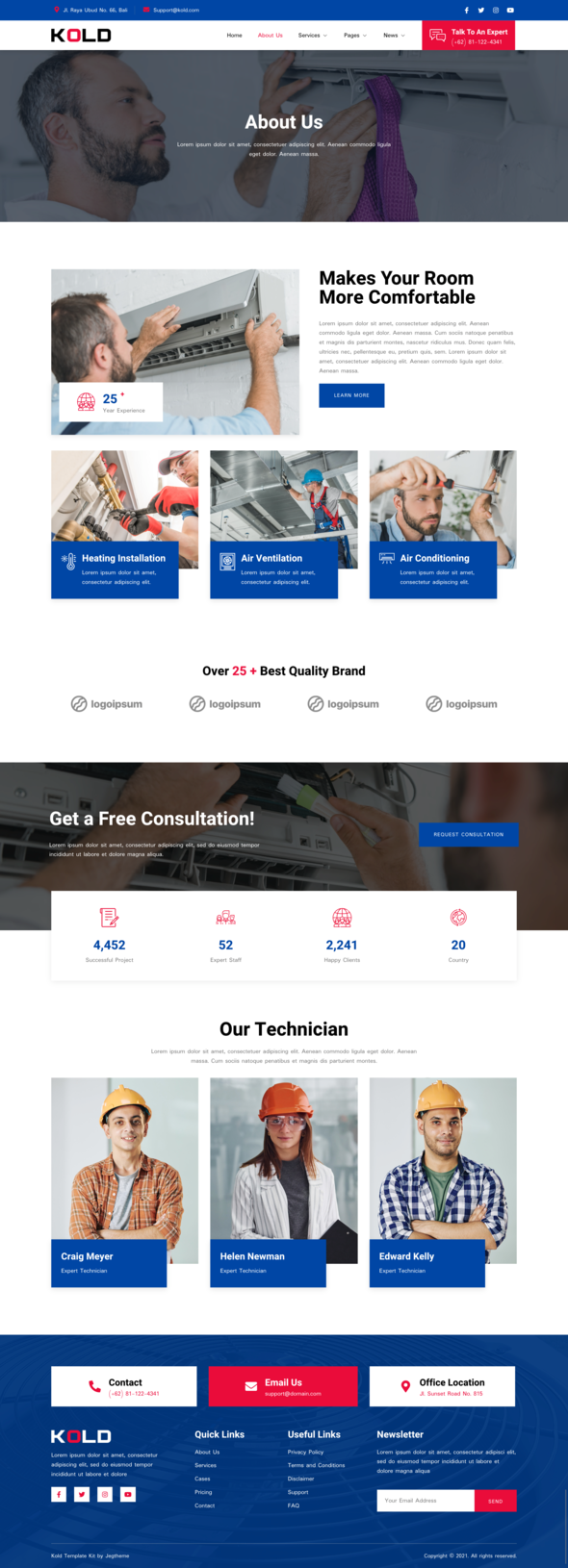 Kold  Air Conditioner amp HVAC Repair Service Elementor Template Kit TFx