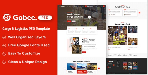 Gobee - Cargo amp Logistics PSD Template TFx