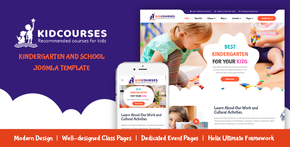 KidCourses - Creative Kindergarten amp School Joomla Template TFx