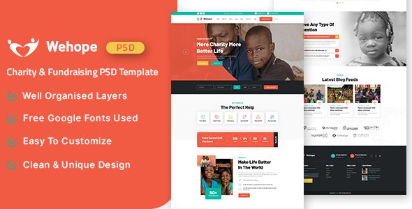 Wehope - Charity amp Fundraising PSD Template TFx