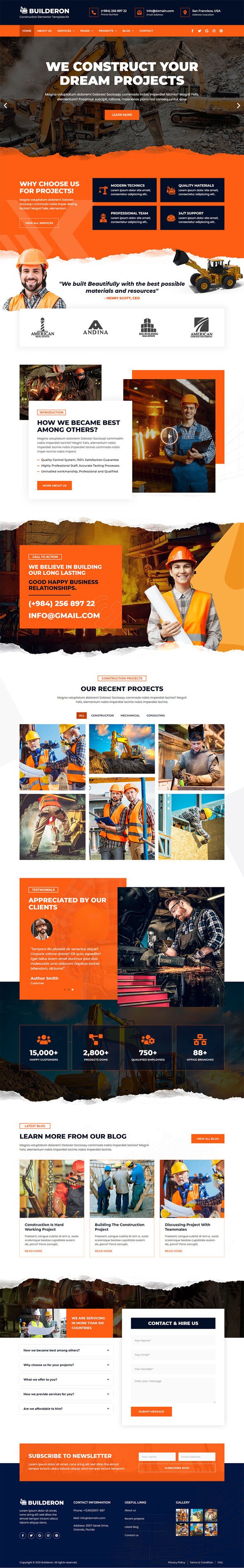 Builderon  Construction Elementor Template Kit TFx