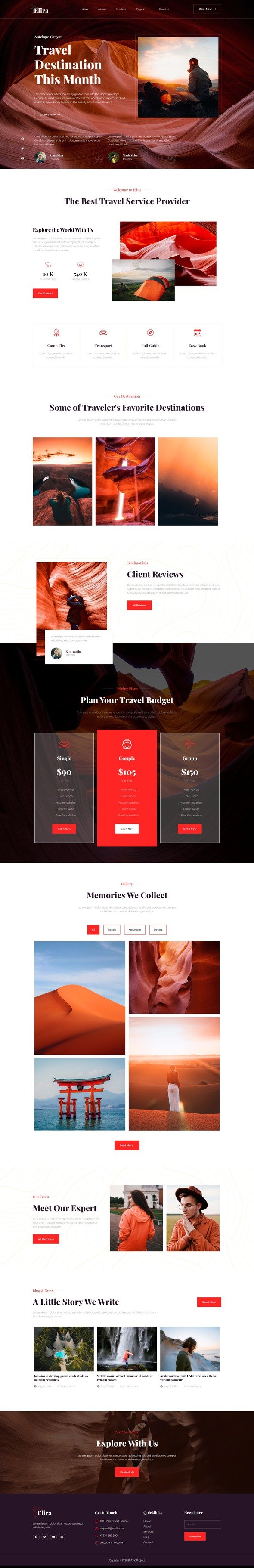 Elira - Adventure Travel amp Tourism Elementor Template Kit TFx