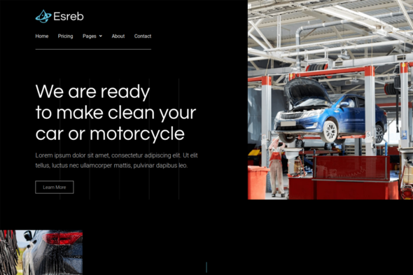 Esreb - Car amp Motorcycle Wash Elementor Template Kit TFx