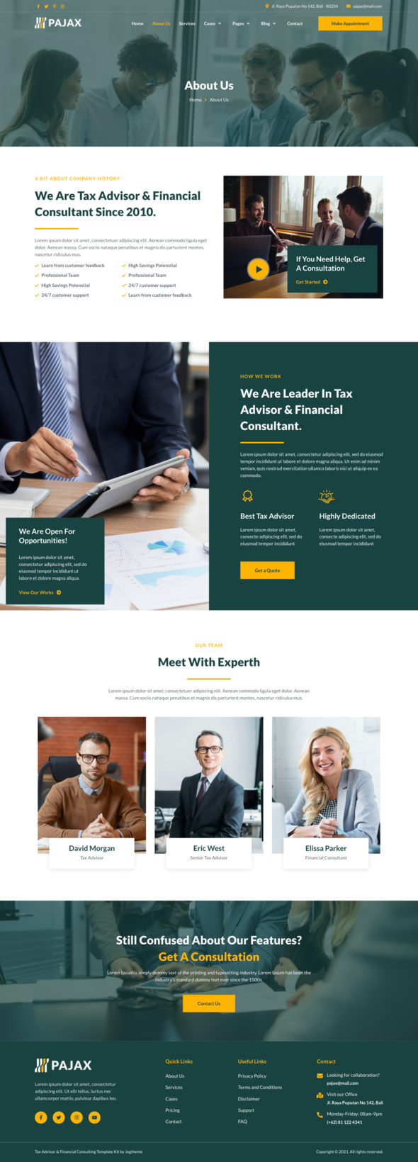 Pajax  Tax Advisor amp Financial Consulting Elementor Template Kit TFx