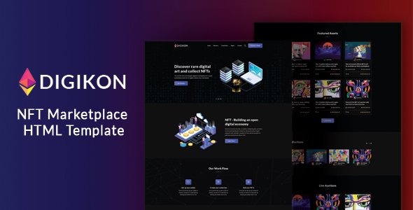 Digikon - NFT Digital Asset Marketplace HTML Template TFx
