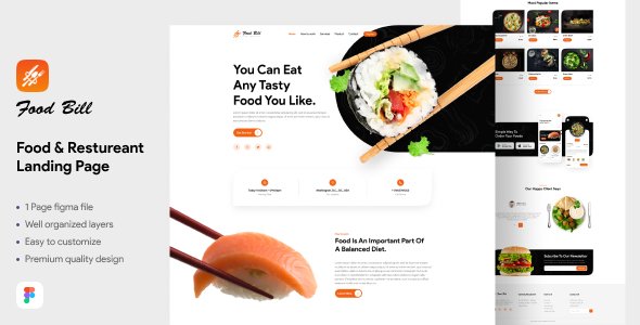 Food Bill - Food amp Restaurant Landing Page Template TFx