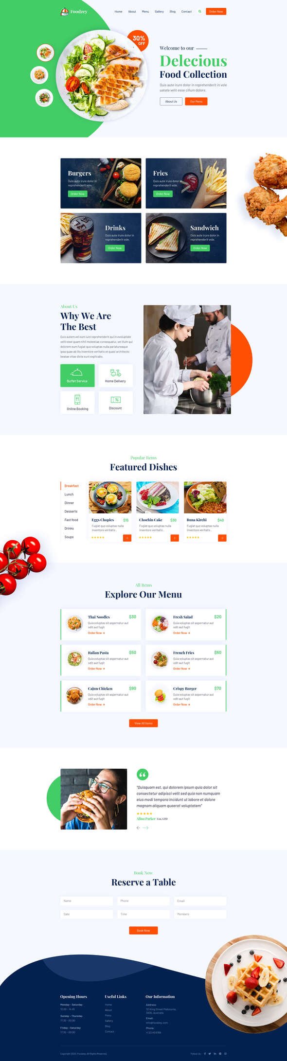 Foodzey - Restaurant Elementor Template Kit TFx