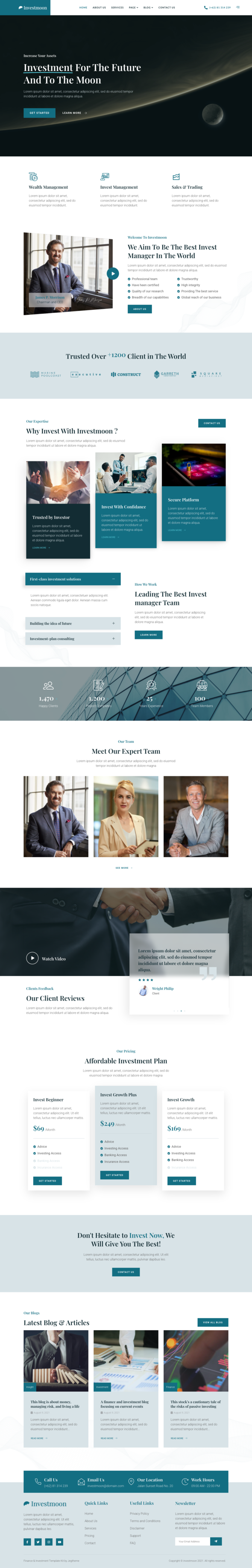 Investmoon  Finance amp Investment Manager Elementor Template Kit TFx