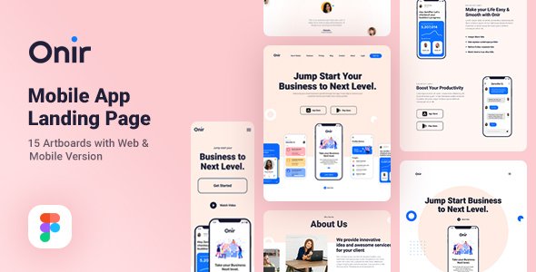 Onir - Mobile App Landing Page Figma Template TFx
