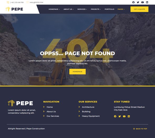 Pepe - Building amp Construction Business Services Elementor Template Kit TFx