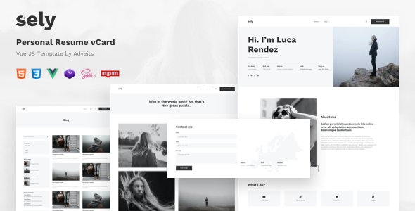Sely - Personal Resume vCard Vue JS Template TFx