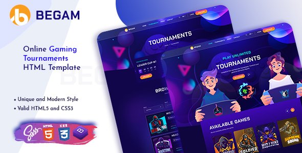 Begam - Online Gaming Tournaments HTML Template TFx
