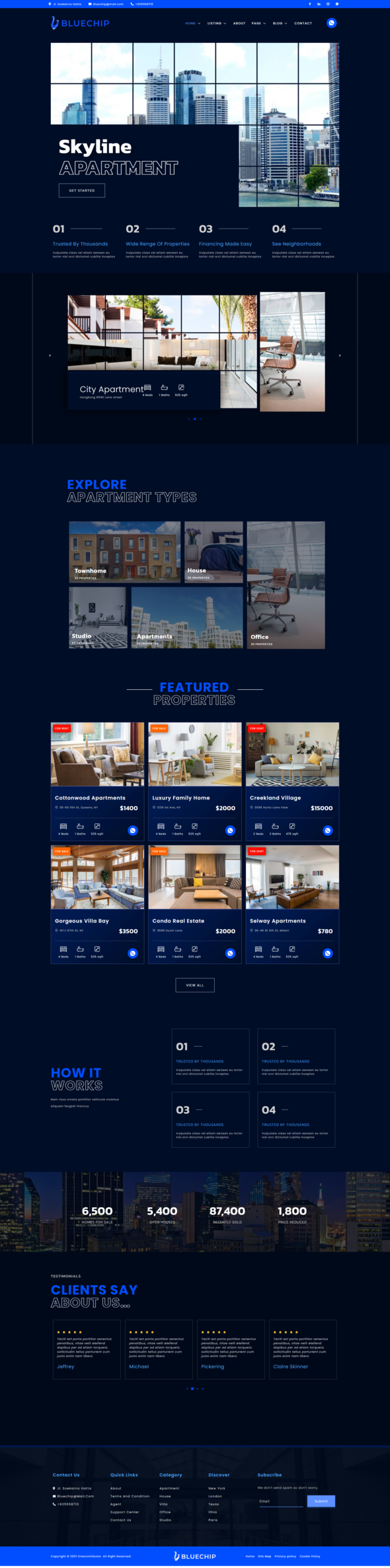 Bluechip - Apartment amp Property Elementor Template Kit TFx