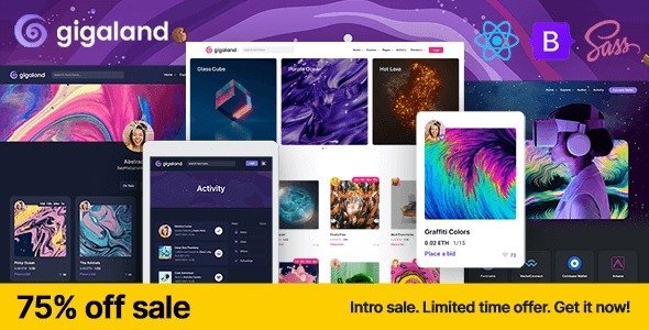 Gigaland - NFT Marketplace React Js Template TFx