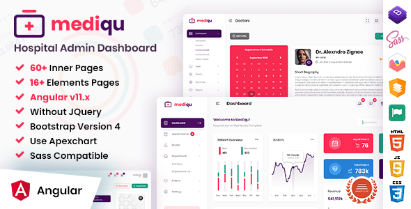 Mediqu - Hospital Angular Admin Dashboard Template TFx