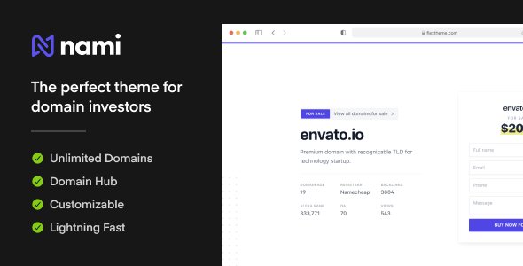 Nami  Complete Domain Sale Theme for WordPress TFx