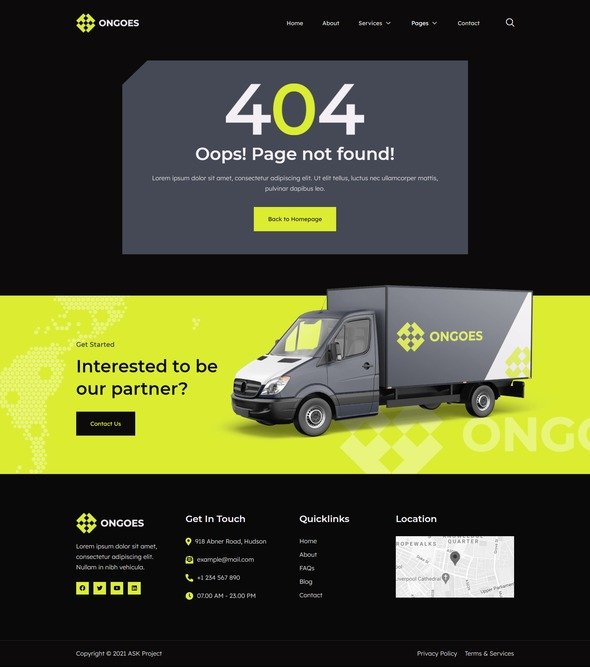 Ongoes - Shipping amp Transportation Company Elementor Template Kit TFx