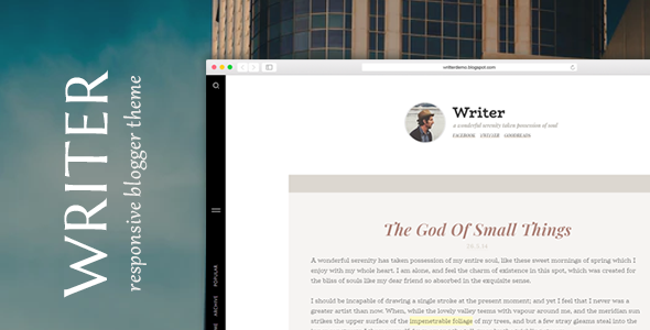 Writer - Minimal Personal Blogger Theme TFx