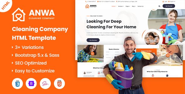 Anwa - Cleaning Company HTML Template TFx