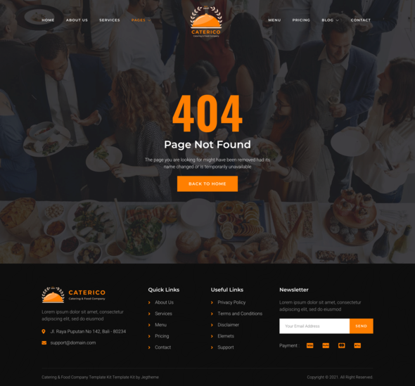 Caterico  Catering Services amp Restaurant Elementor Template Kit TFx