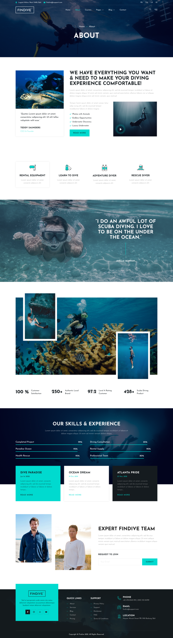 Findive  Scuba Diving amp Water Sports Elementor Template Kit TFx