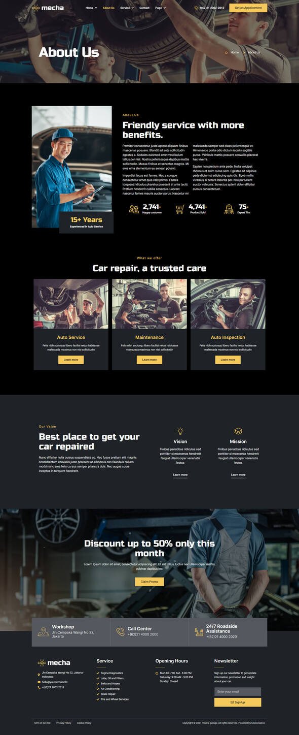 Mecha - Car Repair amp Auto Service Elementor Template Kit TFx