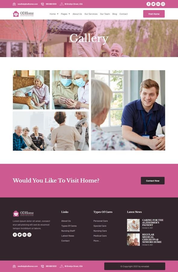 Odhomz - Senior Care Elementor Template Kit TFx