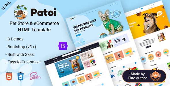 Patoi - Pet Care Shop HTML Template TFx