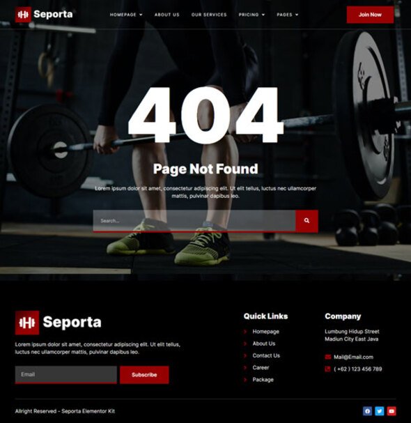 Seporta - Gym amp Fitness Elementor Template Kit TFx