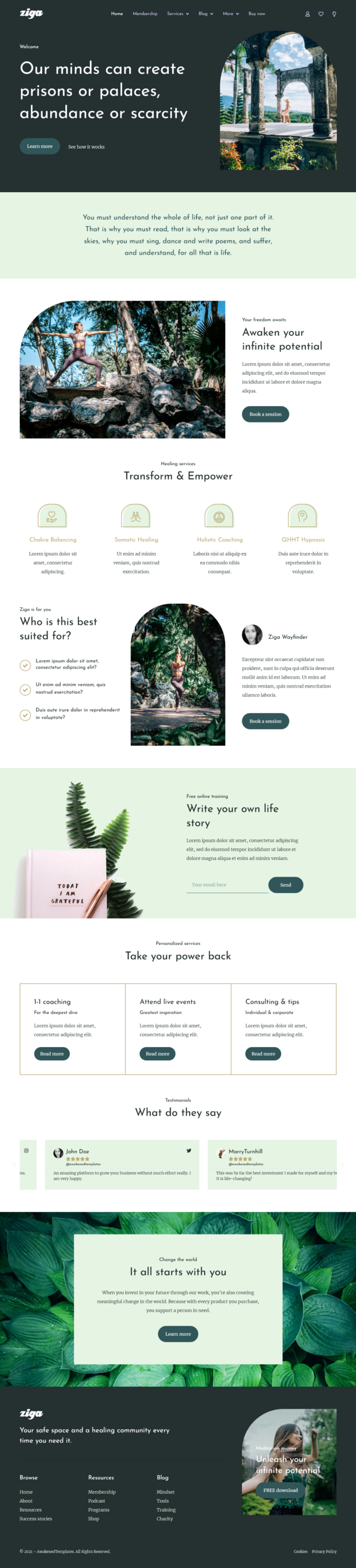 Ziga - Healer amp Life Coach Elementor Template Kit TFx