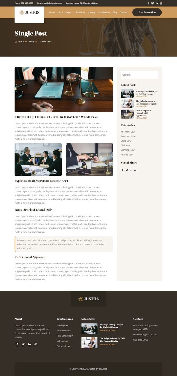 Justos - Law Firm amp Lawyer Elementor Template Kit TFx